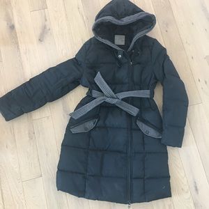 Thyme Maternity adjustable /expandable long winter coat- down filled, size S
